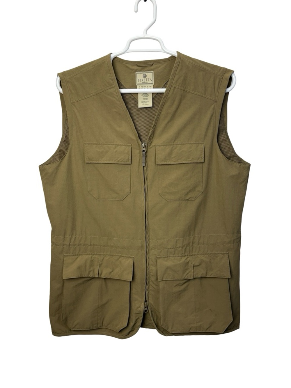 Beretta Utility Vest Full Zip Multi Pocket Outdoor Hunting Fishing Brown Size L